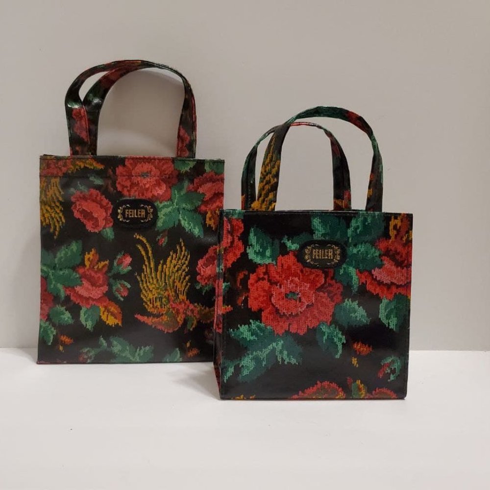 Set of Two Small Feiler Floral Print Bags